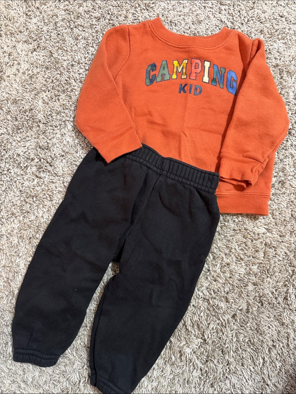 Garanimals Orange 'Camping Kid' Sweatshirt with Black Joggers